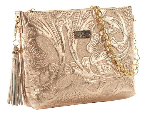Imagen 1 de 3 de Bolso Mod Arena Oro Rosado Cincelado Piel Bolsa Envio Gratis