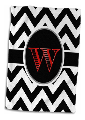3d Rose Black And White Chevron Monogram Red Initial W ...