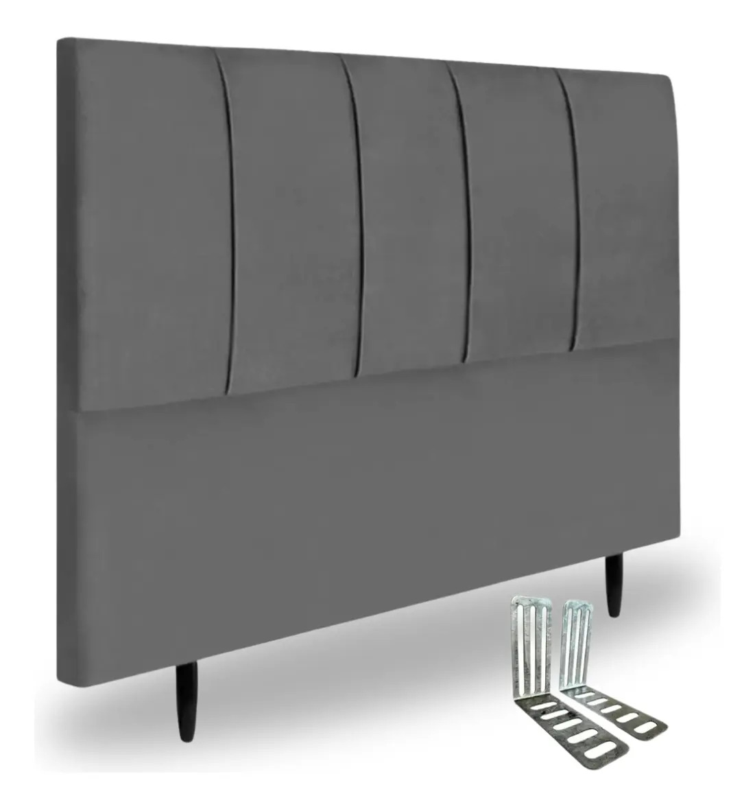 Cabeceira De Cama Casal Luna Slim 1,40cm Suede Bege Cor Cinza-escuro