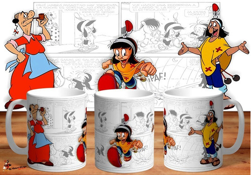 Taza De Ceramica Patoruzu Patoruzito Y La Chacha 4k Art