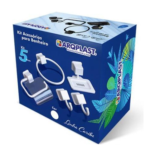 Kit Acessorios Para Banheiro Caribe 5pcs Branco