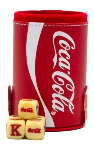 Cubilete Coca - Cola Con Portadados. 5 Dados Grabados