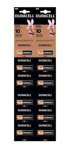 Pilas Alkalinas Duracell Aa Tira De 12 Unidades