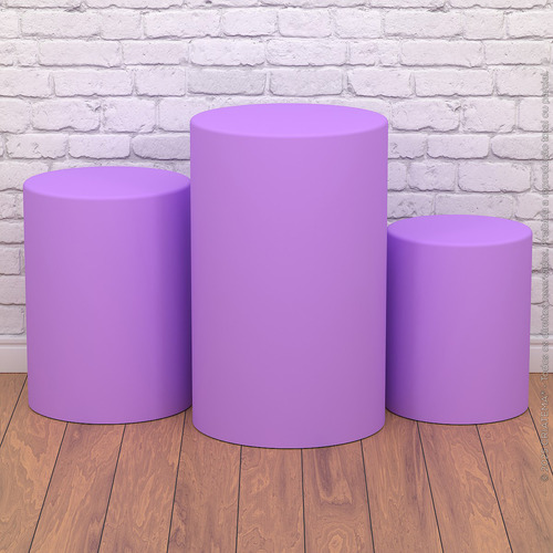 Trio Capas De Cilindro Sublimado Liso Lilás Veste Fácil Em Tecido