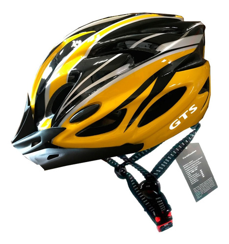 Capacete Amarelo Inn Mould Com Sinalizador Led Ciclismo Bike