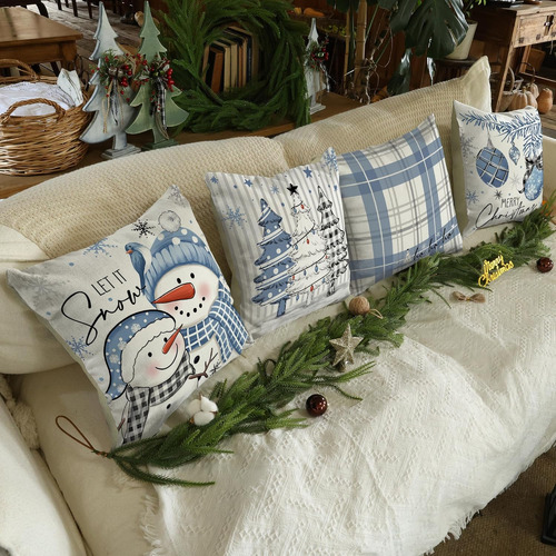 Juego De 4 Fundas De Almohada De Navidad Para...