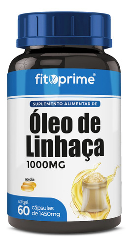 Suplemento en cápsulas de aceite de linaza, 1000 mg, Fitoprime Pot, 60 cápsulas de gelatina blanda