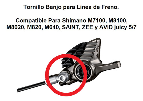 Tornillo Linea Hidráulica Shimano Deore, Magura, Avid