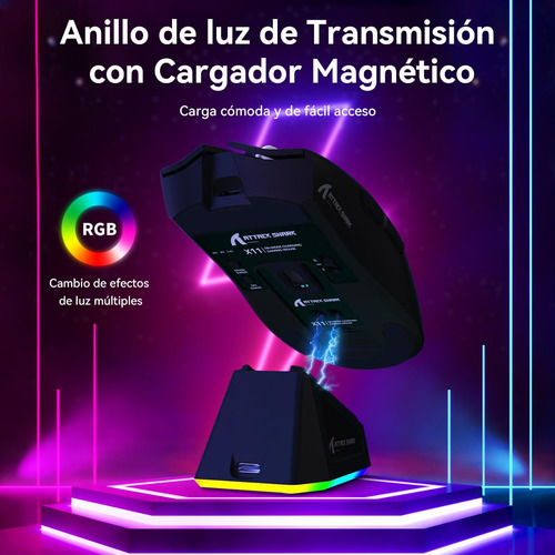 Mouse Inalámbrico Con Base De Carga Rgb, Mouse Gamer