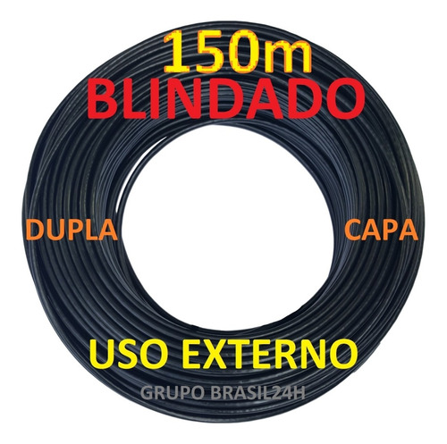 Cabo 4 Pares 150m Ftp Externo Dc Blindado Cftv Pt Condutti