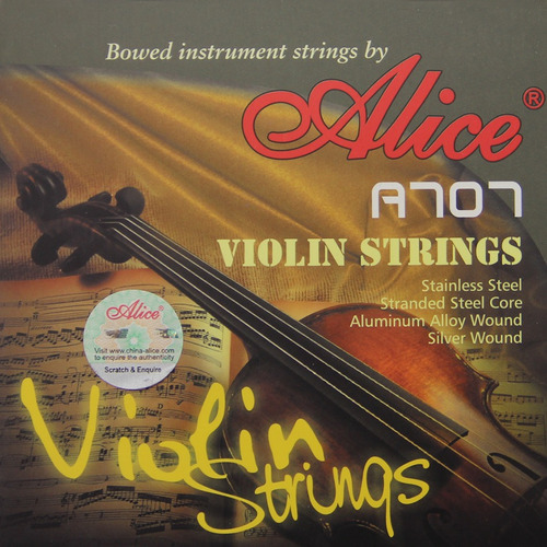 Encordado De Violín 4/4 Alice 1ra Extra A707