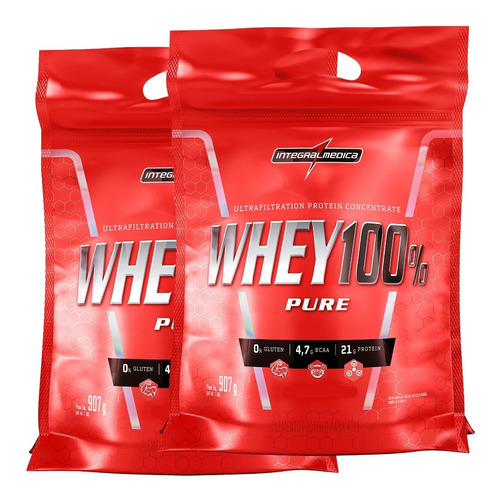 2x Whey Protein 100% Refil 907g Integral Medica -- Promoção