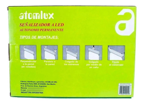 Cartel Led Autónomo Señalizador Salida De Emergencia Atomlux