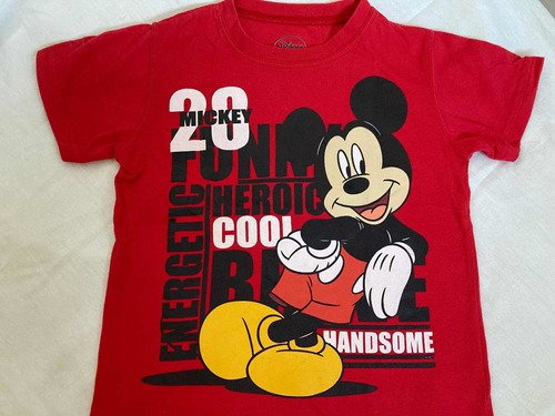 Remera Infantil Disney Mickey Estampado En Rojo T4 Impecable