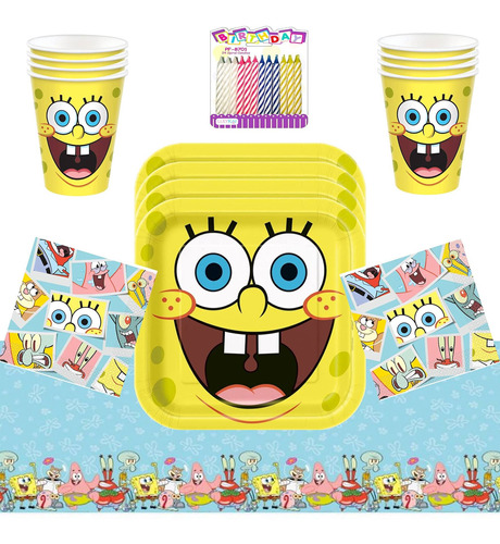 Suministro Para Fiesta Bob Esponja Que Sirve 16: Plato Vela