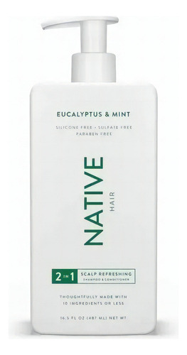  Shampoo Native shampoor vegano Native Hair de eucalyptus & mint en dosificador de 487mL por 1 unidad