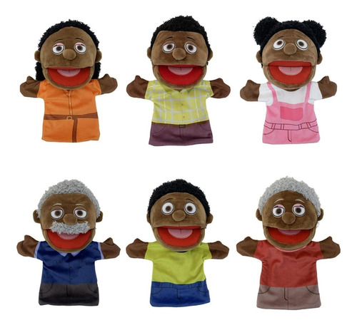 Marionetas Mano-6 Marionetas Negras Para Miembros La Familia