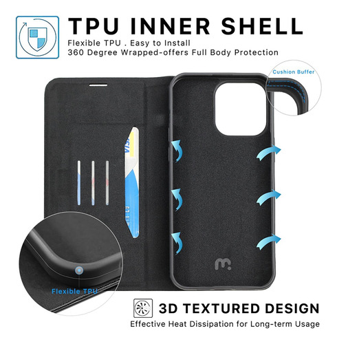 . Funda Mybat Cartera Para iPhone 15 Pro Max Negra Executive