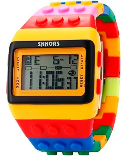 Reloj De Lego Bloques Pulsera Multifuncional Alarma Color de la correa Rojo-Varios Color del bisel Multicolor Color del fondo Multicolor