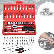Comprar Jogo Kit Ferramentas Connect Ecom 46 Peças Chaves Fenda Philips Catraca Soquetes Combo Completo Crv Bits 1u002F4