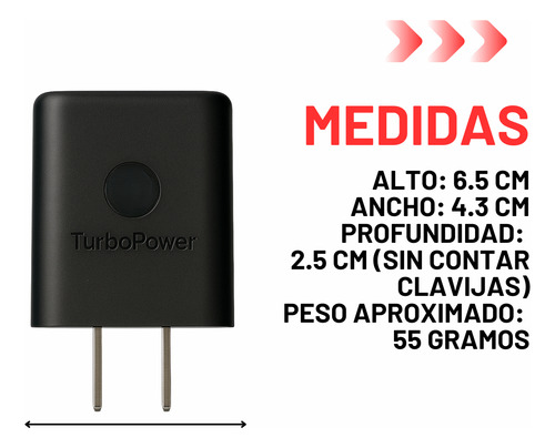 Cargador Celular Carga Rápida Turbopower 27w Para Motorola Negro