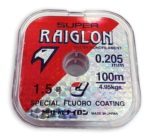 Nylon Super Raiglon Fluoro 0.205mm 4.95kg X 100m Pesca Fly