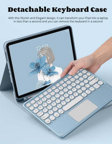 Funda Para iPad Gen 10 Con Teclado Y Panel Tactil Rosa