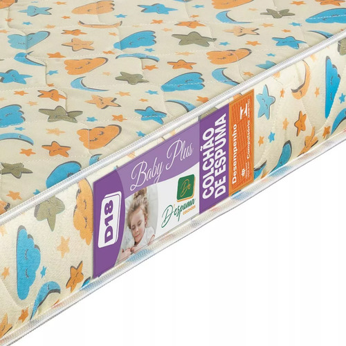 Colchão Almofada Infantil Bebê 1,30 Metros Mini Cama Berço Amarelo/70cm