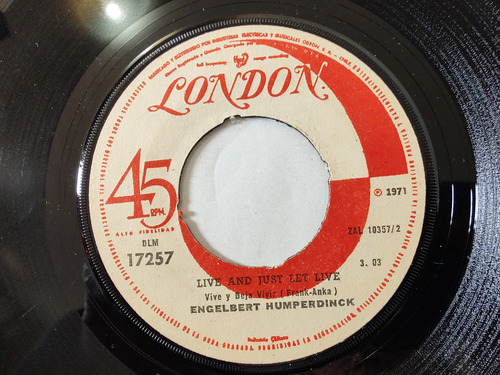 Vinilo Single De Engelbert Humperdinck - Live And (b90-d173 (Usado)