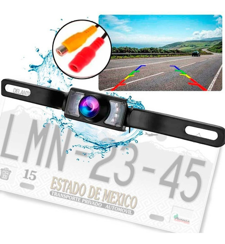 Camara De Reversa Portaplaca 7 Led Infrarrojos Contra Agua