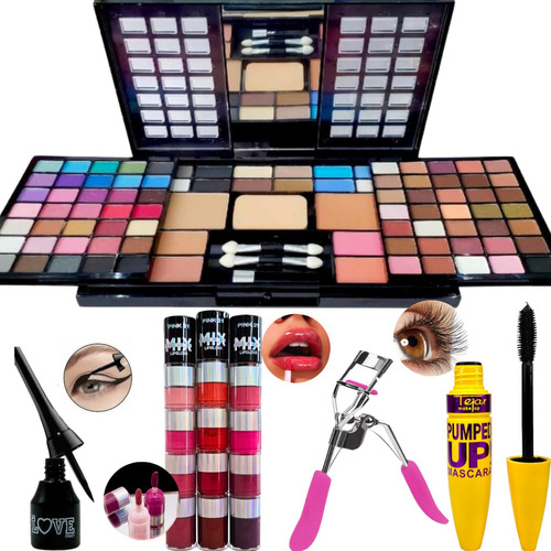 Set De Maquillaje Profesional Combo Sombras Labial Pestaña