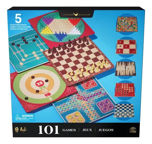 Spin Master Juego De 6 Juegos De Mesa Clásicos De Madera – Incluye Ajedrez, Damas, Damas Chinas, Dominó, Torre De Bloques Y Shanghai, Para 2-6 Jugadores, A Partir De 6 Años