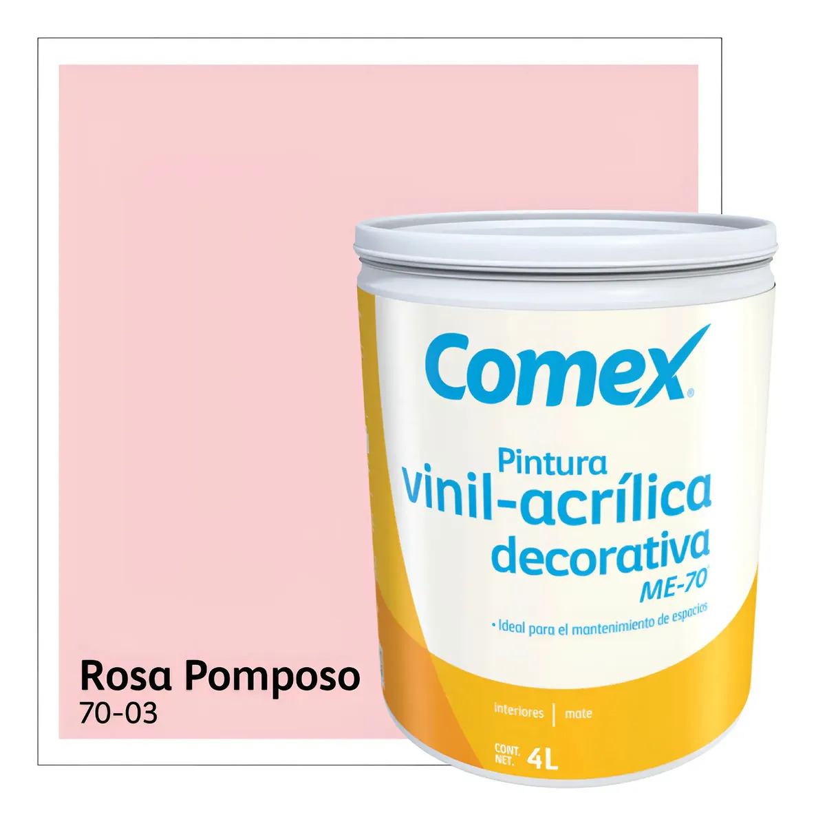 Galón Pintura Vinílica Comex Me-70 4 Litros Colores Acabado Mate Color Rosa Pomposo