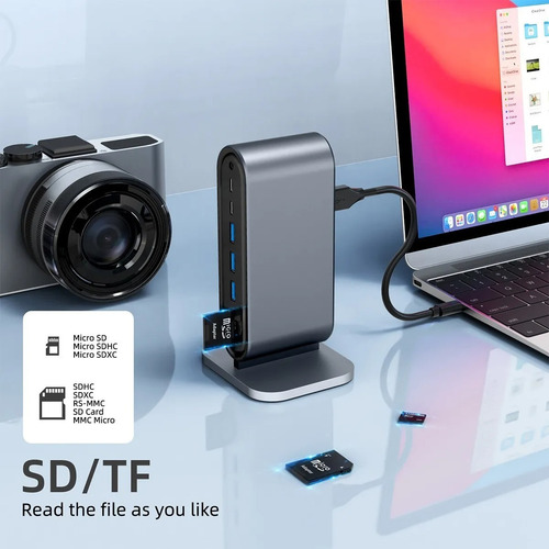 Imagen 5 de 10 de 12 En 1 Hub Usb C Hdmi 4k Vga Sd Rj45 Jack 3.5 Para Mac iPad