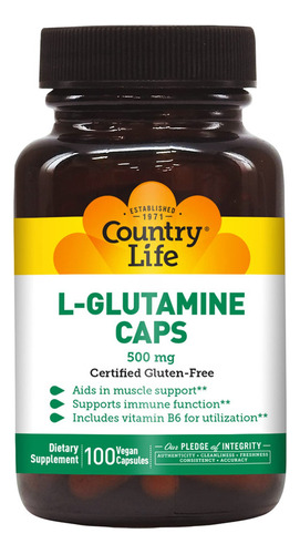 Country Life L-glutamina Cápsulas 500 Mg Con Vitamina B6, 1
