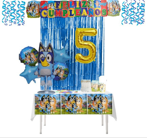 Kit Decoración Fiesta Infantil Bluey 12 Personas 10 Items