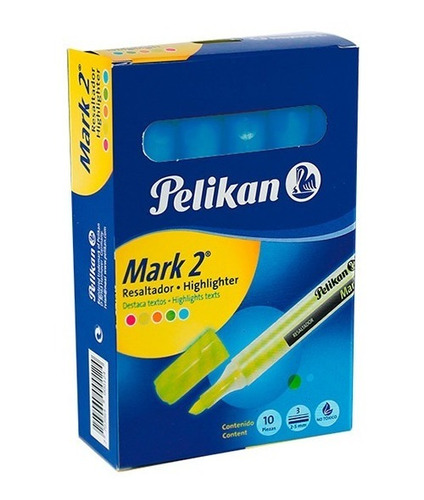Resaltador Pelikan Mark2 Azul Caja X 10 Unidades