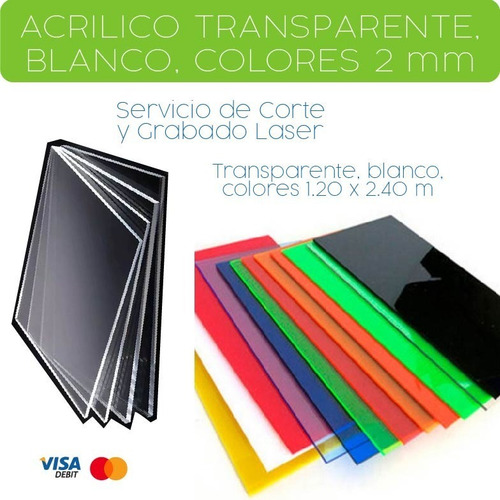 Planchas Corte Laser Acrílico Blanco Cristal Color Desde 2mm