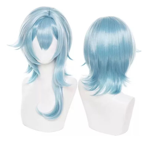 Xu Peluca Azul Rizada Genshin Impact Eula For Cosplay, 50 Cm