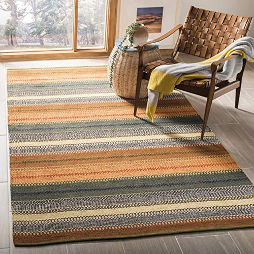 Safavieh Colección Kilim A Rayas 8' X 10' Oro / Gris Stk412a