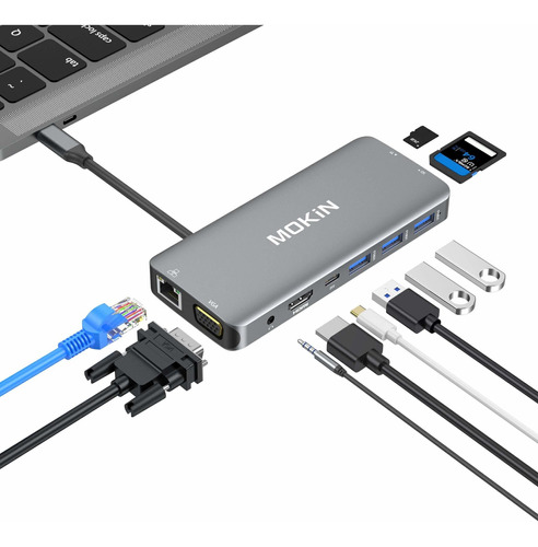 Adaptador Multipuerto Usb C Hub  Dongle Portátil 10 En...