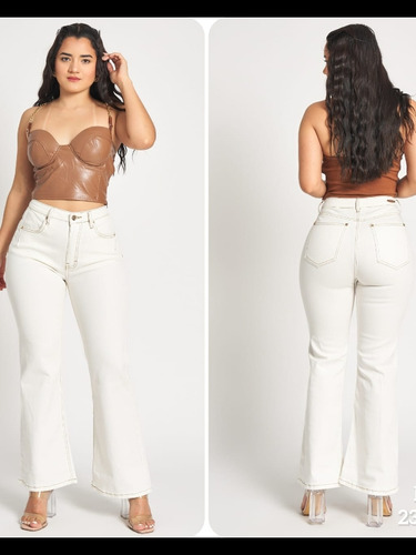 Jeans Flare Blanco  De La Talla 36 A 44