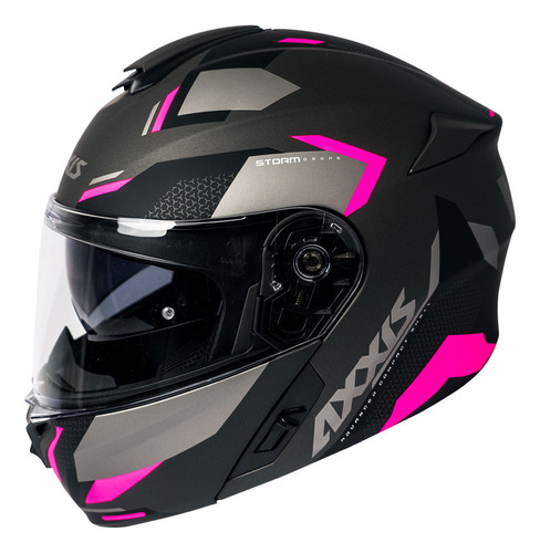 Casco para moto rebatible Axxis Roc SV Storm Drone  rosa talla S 