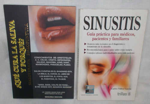 2 Libros, Sinusitis, Que Cura La Saliva Y Porque.