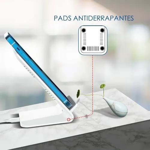Cargador Inalámbrico Qi Carga Rápida 15w Compatible Para Ip Color Blanco