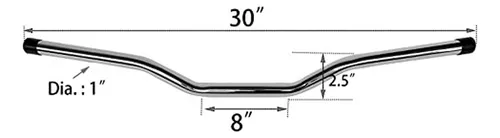 Manillar Drag Bar 30 Chrome 25mm Para Bobber Cafe Chopper H