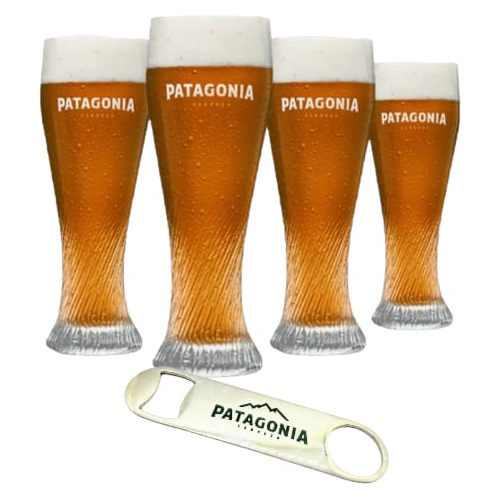 4 Vasos De Cerveza Patagonia Riegsse Curvo + Destapador Bar