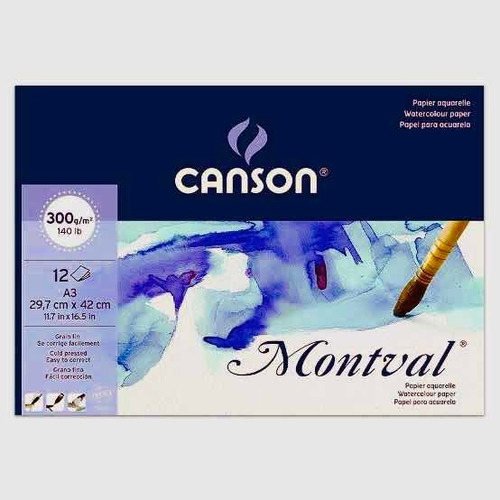 Imagen 1 de 2 de Block Canson Montval P/acuarela 300 Gramos 29.7 X 42 Cm A3