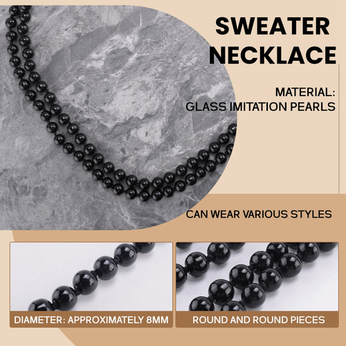 Collar De Cadena De Suéter Largo Con Perlas De Imitación A L