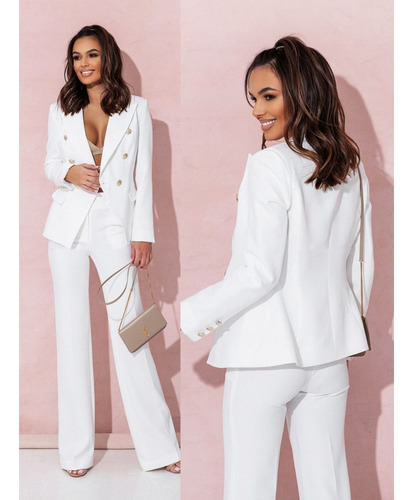 Blazer Para Mujer Slim Fit De Oficina Con Solapa Y Botones